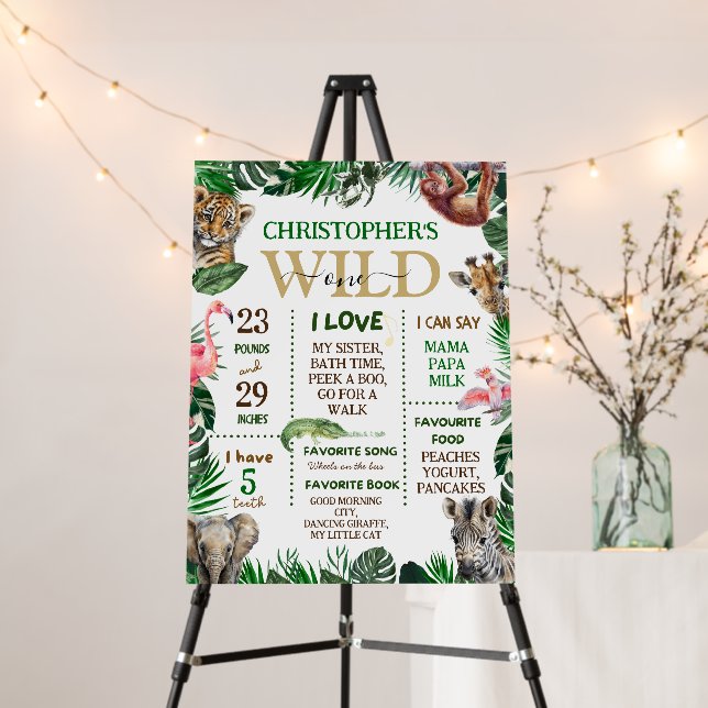 Wild One Safari Theme Birthday Party Foam Board (In Situ (Stand))