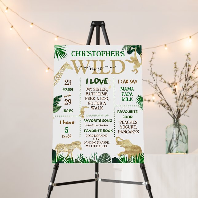 Wild One Safari Theme Birthday Party Foam Board (In Situ (Stand))