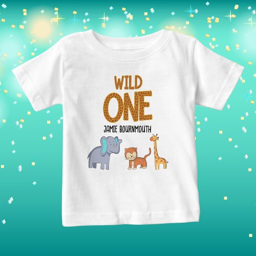 Wild One Safari Theme Boys 1st Birthday Baby T_Shirt