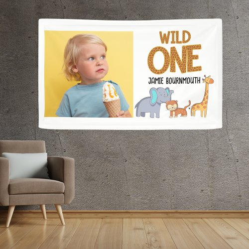 Wild One Safari Theme Boys 1st Birthday Banner