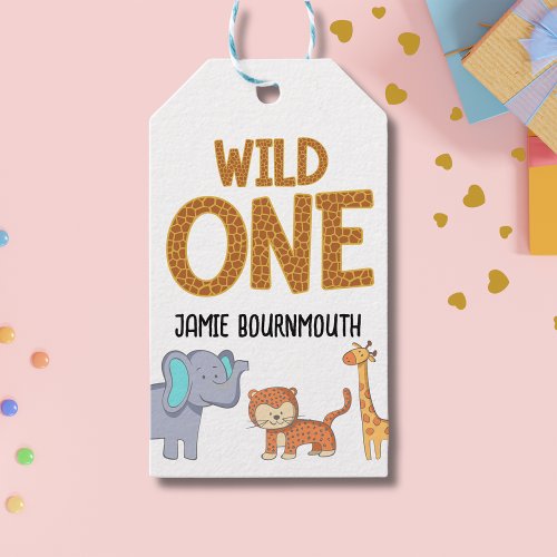 Wild One Safari Theme Boys 1st Birthday Gift Tags