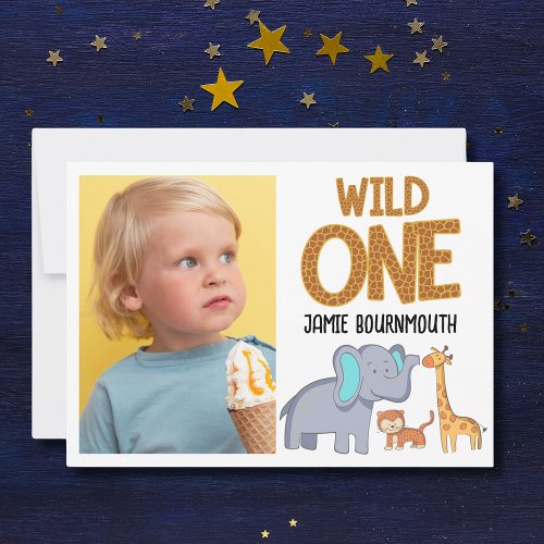 Wild One Safari Theme Boys 1st Birthday Invitation