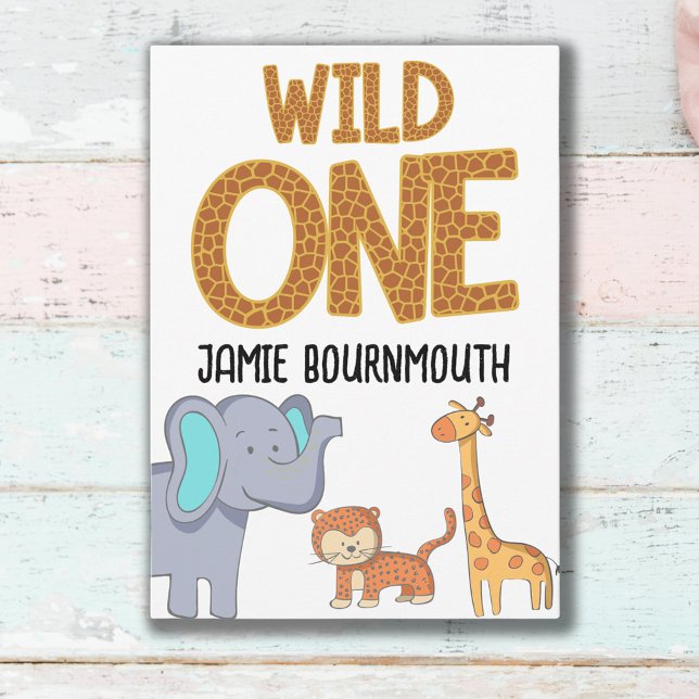 Wild One Safari Theme Boys 1st Birthday Invitation (Creator Uploaded)