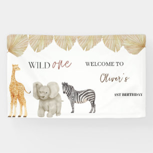 Wild One Safari Theme First Birthday   Banner