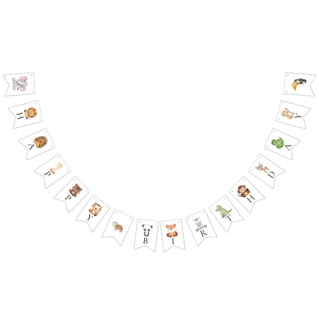 Wild one safari theme first birthday bunting flags (All)