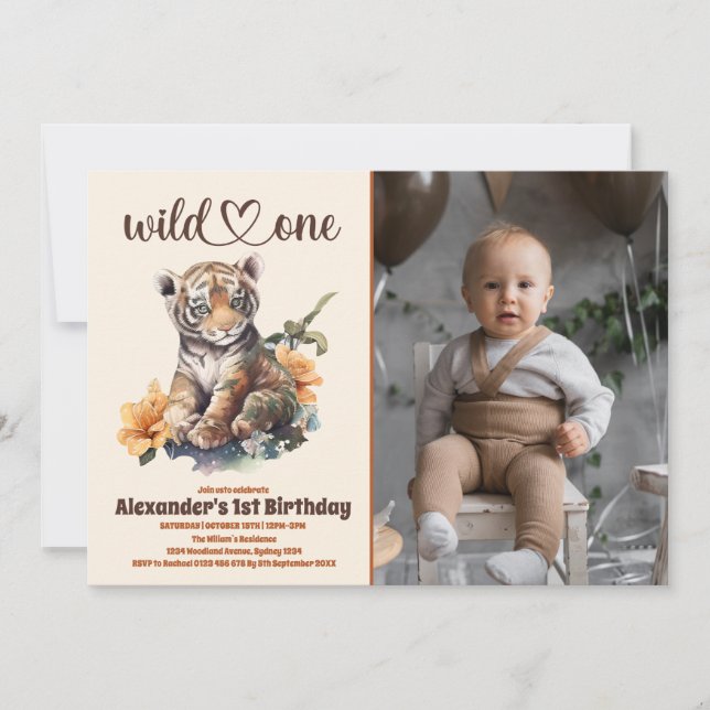 Wild One Safari Theme first birthday Invitation (Front)