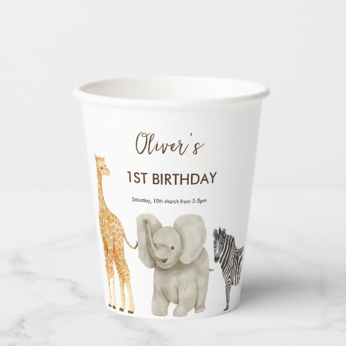 Wild One Safari Theme First Birthday   Paper Cups