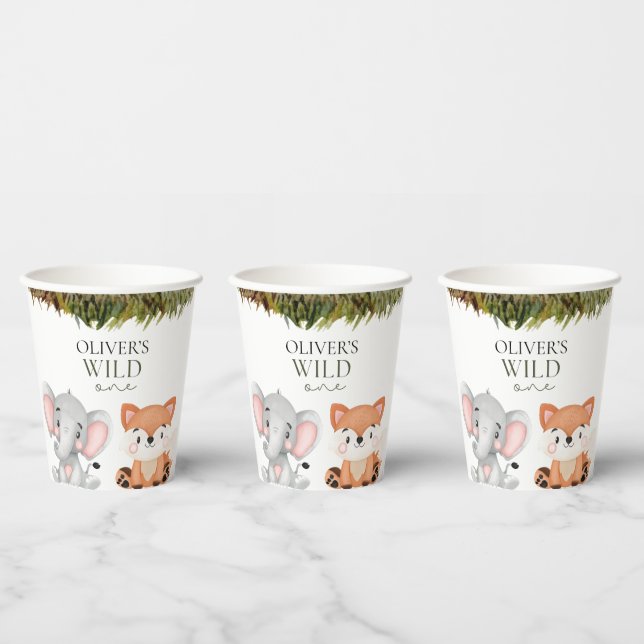 Wild one safari theme first birthday  paper cups (Multi)