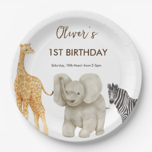 Wild One Safari Theme First Birthday Paper Plates