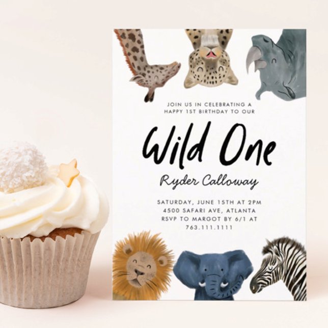 Wild One Safari Theme First Birthday Party Invitation (Creator Uploaded)
