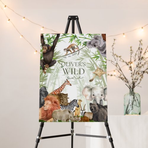 Wild one safari theme first birthday welcome sign