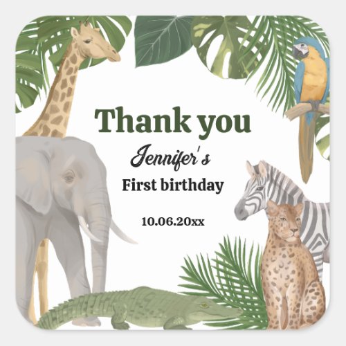 Wild One Safari Tropic Birthday Sticker