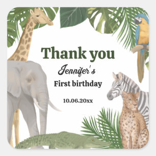 Wild One Safari Tropic Birthday Sticker