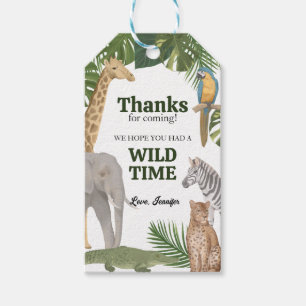 Wild One Safari Tropic Birthday Thank you Gift Tag