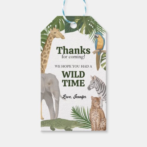 Wild One Safari Tropic Birthday Thank you Gift Tag