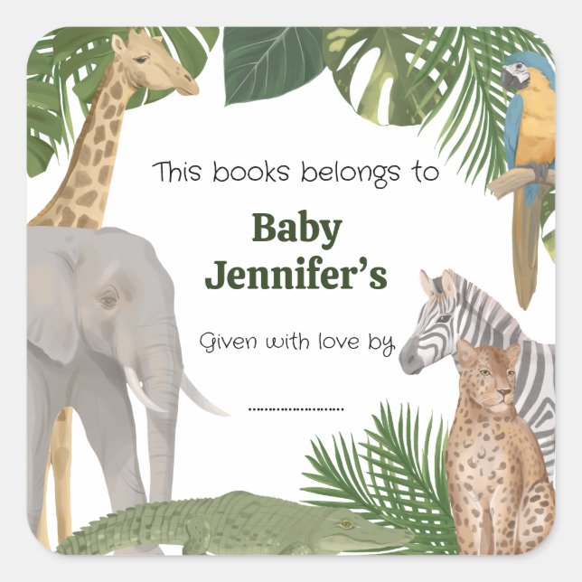 Wild One Safari Tropic Bookplate Labels (Front)