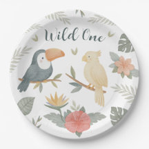 Wild One Safari Tropical Birthday Paper Plates
