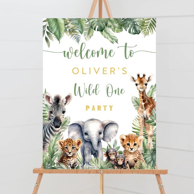 Wild One Safari Welcome Sign, Editable Jungle Baby Foam Board (Creator Uploaded)