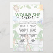 Wild One Safari Would She Rather Baby Shower Game (Front/Back)