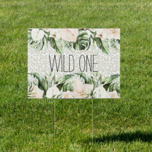 Wild One Safari Yard Sign Green and Blush