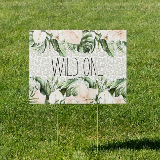 Wild One Safari Yard Sign Green and Blush (Insitu)