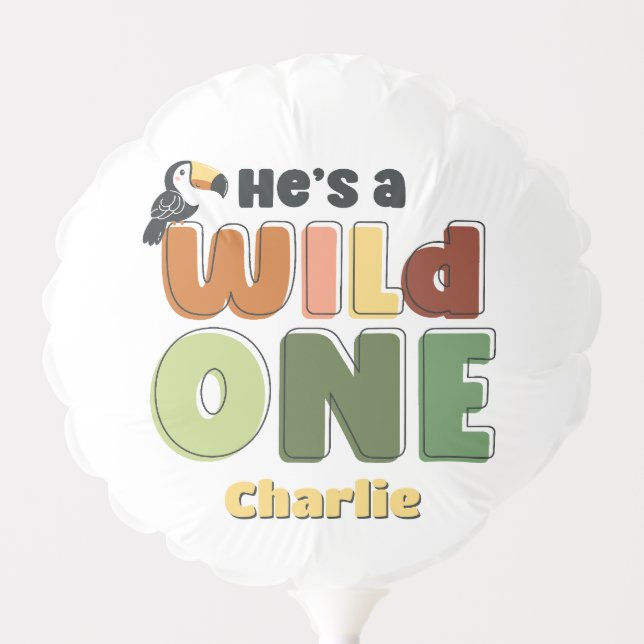 Wild One Safari Zoo Animal Birthday Party Balloon (Front)