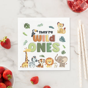 Wild One Safari Zoo Animal Birthday Party Napkins