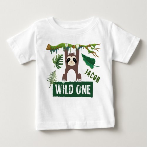 Wild One Sloth 1st Birthday Baby T_Shirt