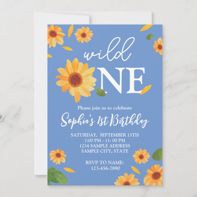 Wild One Sunflower - Birthday Party Invitation (Front)