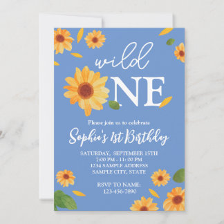 Wild One Sunflower - Birthday Party Invitation