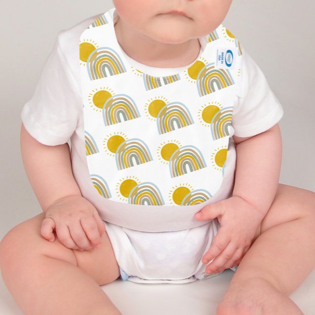 Wild One Sunshine Rainbow First Birthday Baby Bib (Creator Uploaded)