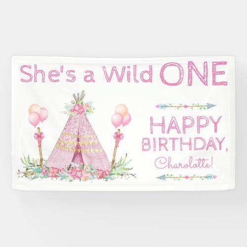 Wild One TeePee Birthday Banner 1st Birthday