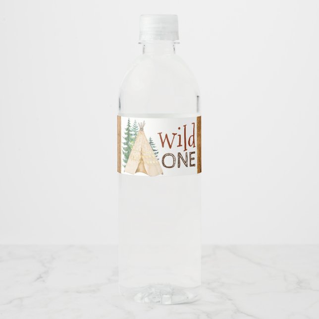 Wild One Teepee Tribal Water Bottle Labels (Front)