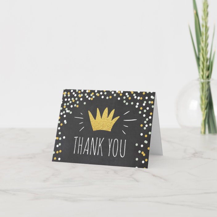 Wild One Thank You Card Crown Wild Things Boy Gold Zazzle Com