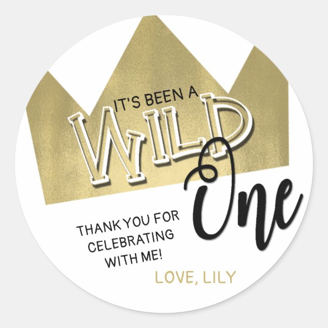 Wild One Thank You Sticker Birthday Favor Sticker (Front)