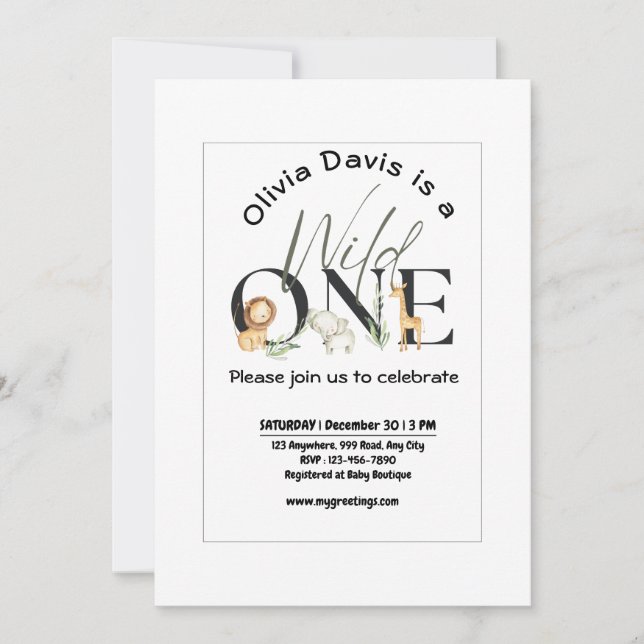 Wild One theme Baby Shower Invitation (Front)