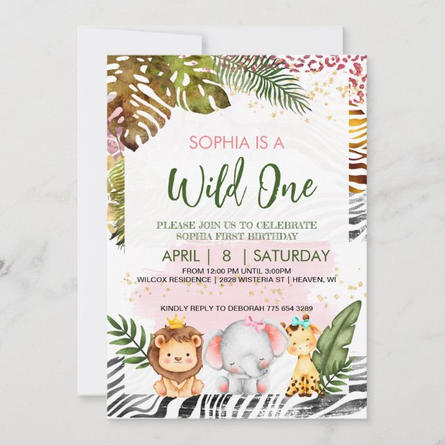 Wild One Theme Birthday Invitation (Front)