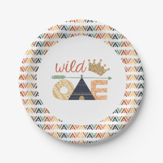 Wild One Theme Plates Aztec Tribal Party Plates