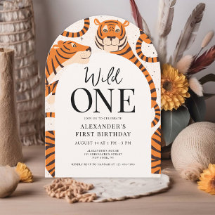 Wild One Tiger 1st Birthday Party Invitation
