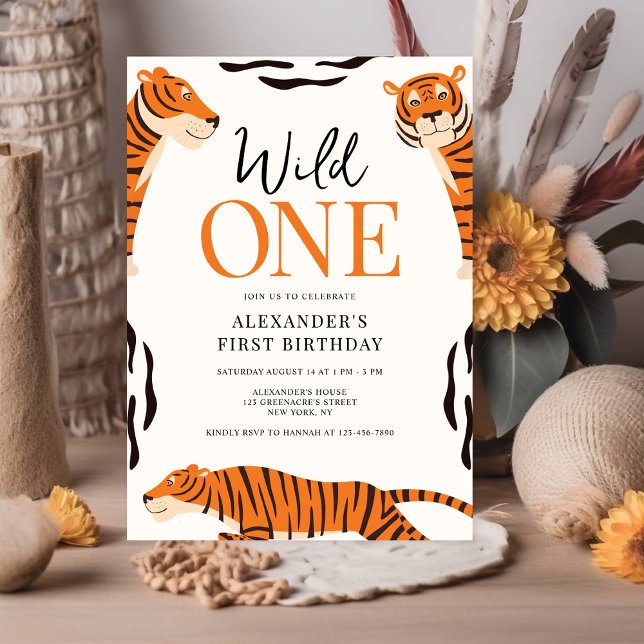 Wild One Tiger 1st Birthday Party Invitation (Creator Uploaded)
