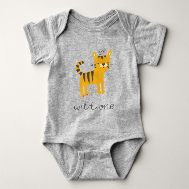 Wild One Tiger Cat Baby Bodysuit (Front)