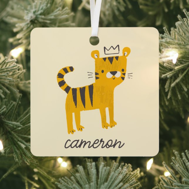 Wild One Tiger Cat Metal Ornament (Insitu)