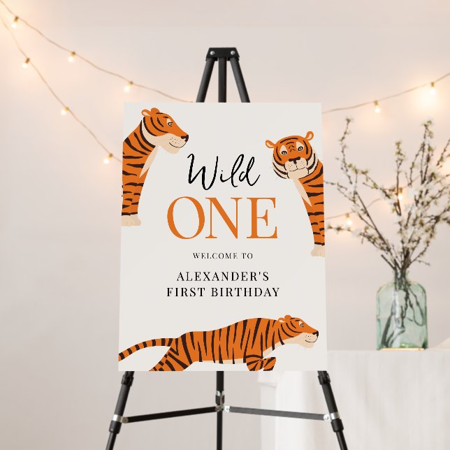 Wild One Tigers 1st Birthday Welcome Foam Board (In Situ (Stand))