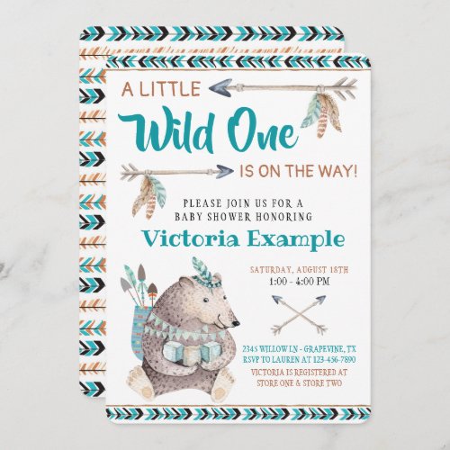 Wild One Tribal Baby Shower Invitations