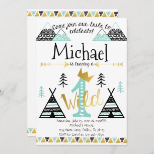 Wild One Tribal Birthday Party Invitation Boy
