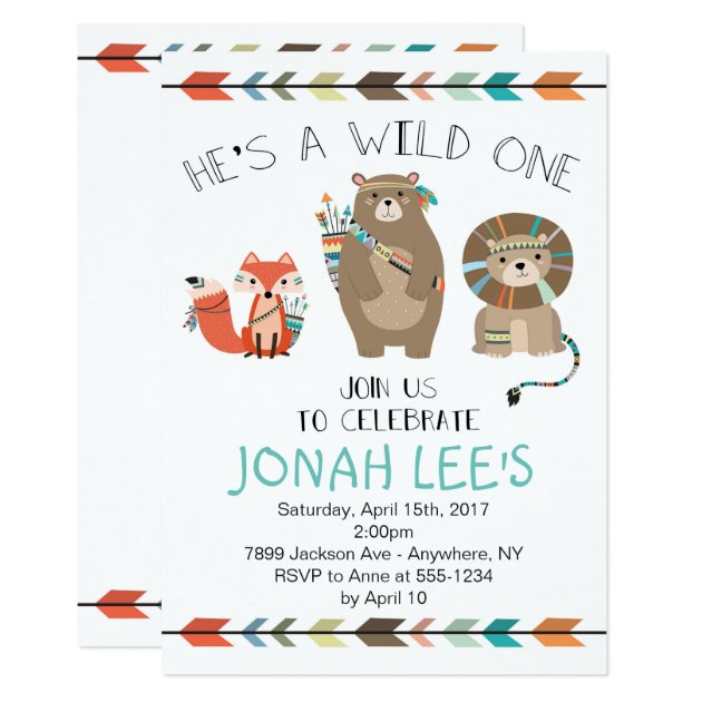 Wild One - Tribal First Birthday Invitation