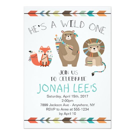 wild one tribal first birthday invitation zazzle com