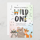 Wild One Tribal First birthday invitation Woodland (Front/Back)