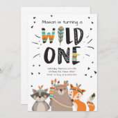 Wild One Tribal First birthday invitation Woodland (Front/Back)