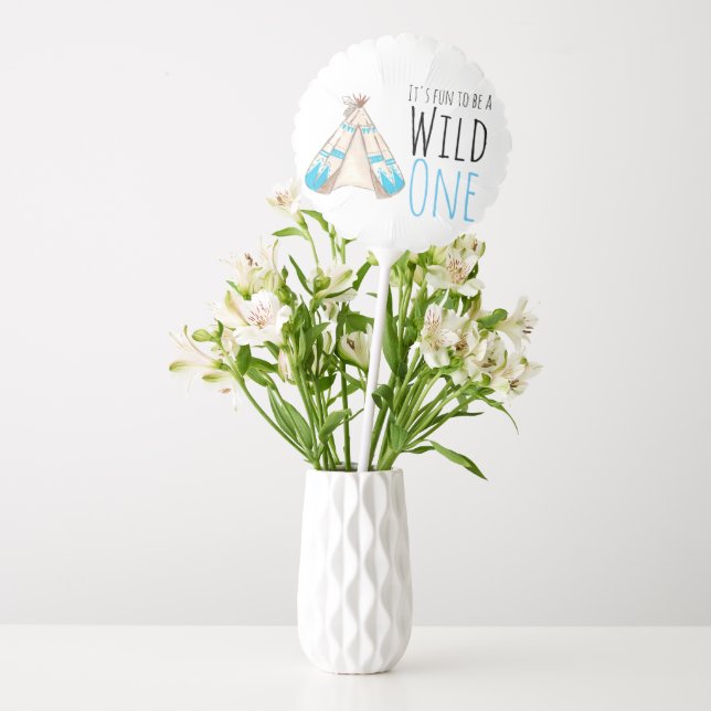 Wild one tribal teepee blue birthday centerpiece balloon (Vase)